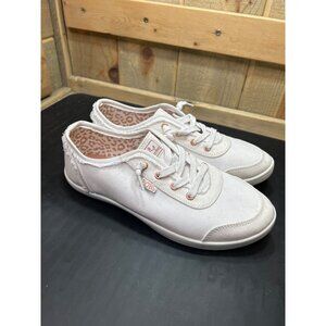 BOBS Womens B Cute Sneakers Wide Fit Canvas White 8W Wide